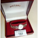 Ladies' Sterling silver Rotary watch in case, very good condition and working