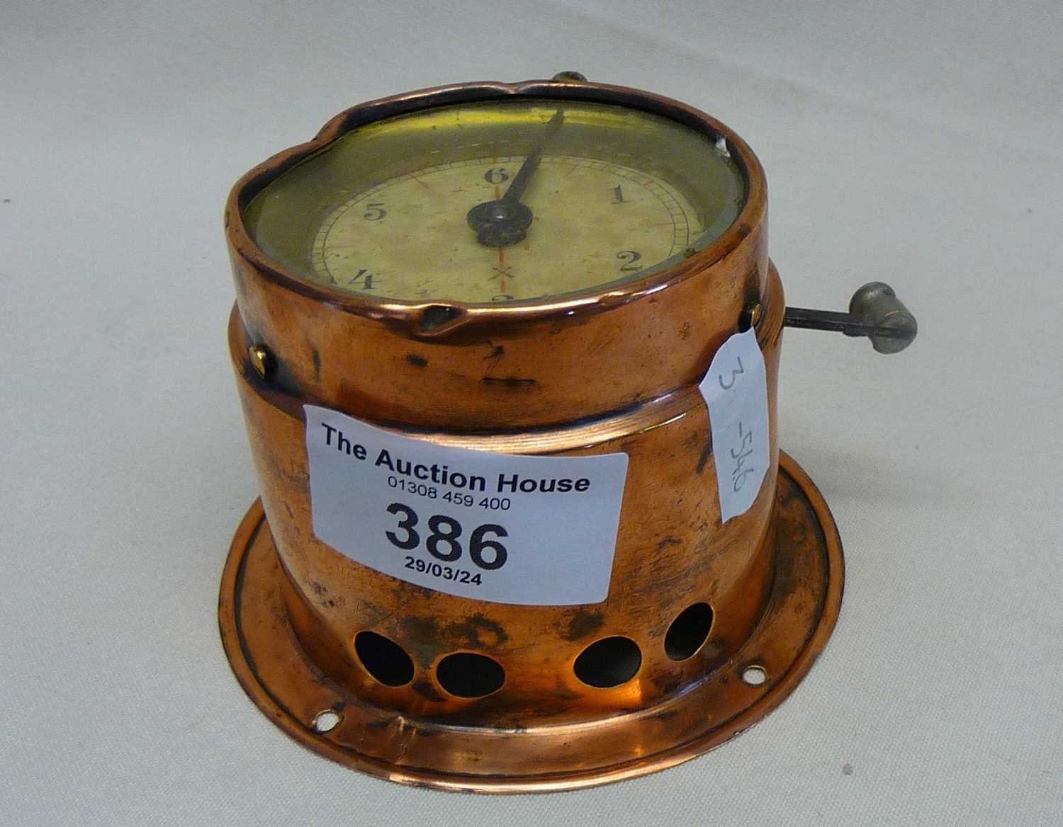 Naval copper covered 6 minute timer clock, possibly from a submarine - Image 2 of 4