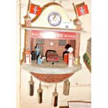 Novelty cuckoo clock "Mustang Garage" automaton depicting car mechanics' workshop