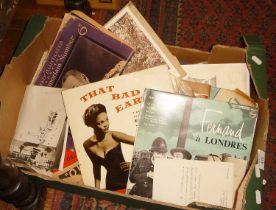 Assorted paper ephemera and vinyl LP's etc.