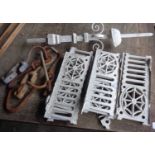 Victorian cast iron sections of a frieze for a shop display window frontage (8) and a finial