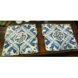 Set of 8 hand-painted 16th c. Portuguese tiles