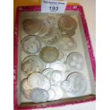 British silver coins, total weight approx 277g