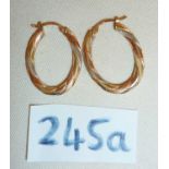 18ct tri-colour gold hoop earrings, approx. 1.5g