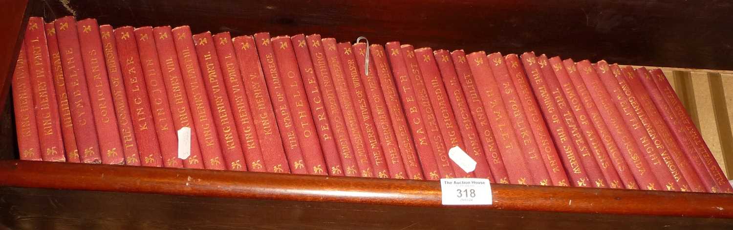 39 small 8 vo volumes of Shakespeare works with preface by Sir Israel Gollanz, pub. by J.M. Dent