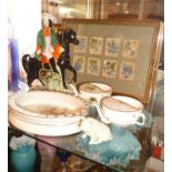 Nursery Ware alphabet dish, two invalid cups, a Belleek china pig (black backstamp), a Staffordshire