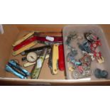 Assorted penknives, pocket knives & metal figures (please note that these items cannot be posted