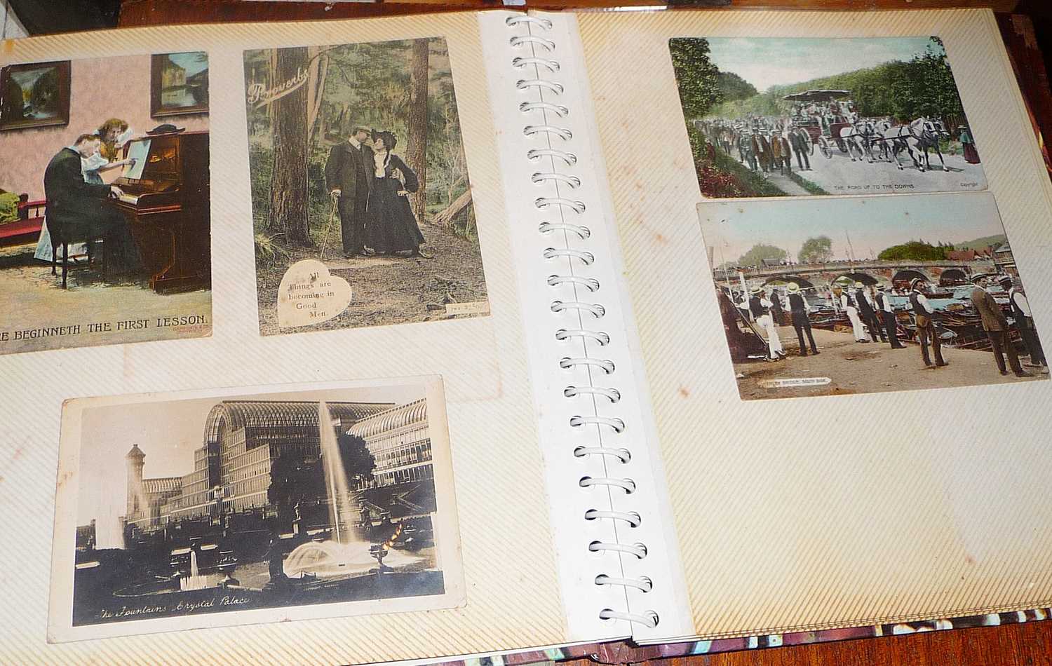 Two albums containing Edwardian postcards, some WW1 sweetheart/romantic theatre stars, Devon, etc. - Image 2 of 6