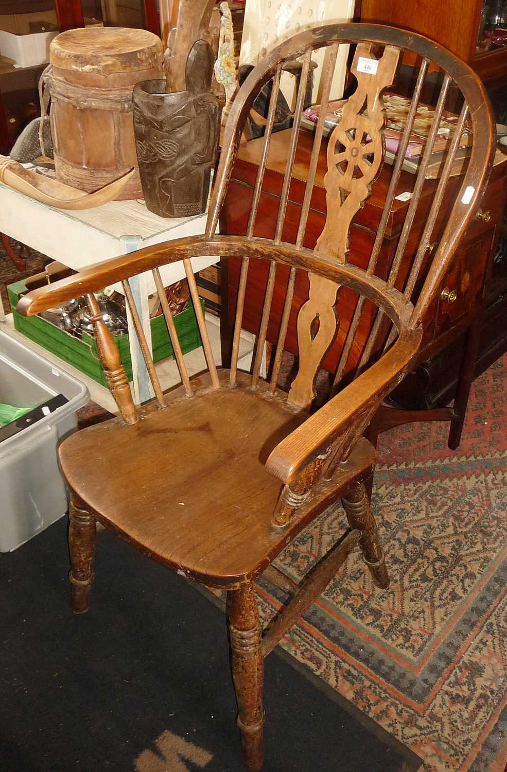 19th c. ash and elm Windsor kitchen armchair - Image 4 of 4