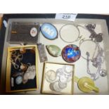 Vintage Wedgwood jewellery, other jewellery and old coins - some silver