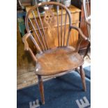 19th c. wheelback ash and elm kitchen armchairs