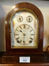 19th c. dome top mantle clock by Listertons of Newcastle, a silvered dial with seconds and chimes