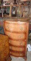 Narrow chest of drawers and wall shelf