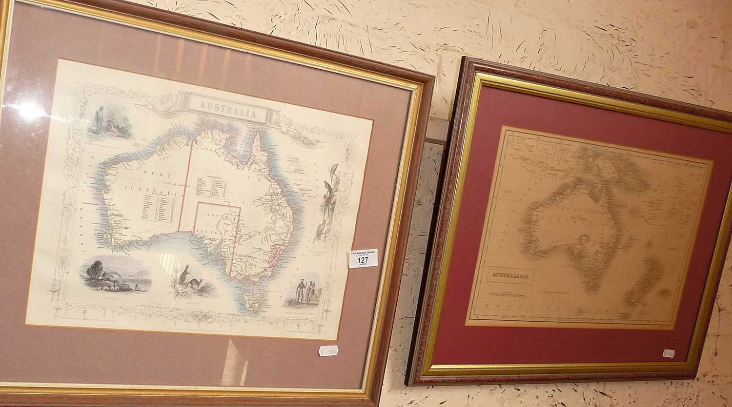 Two engraved maps of Australia, one after Sidney Hall, both framed