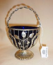 Fine Victorian silver openwork sugar or sweetmeat basket. Decorated with foliate motifs and neo-