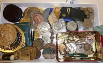 Old coins, medallions, wrist watches, penknives, etc.