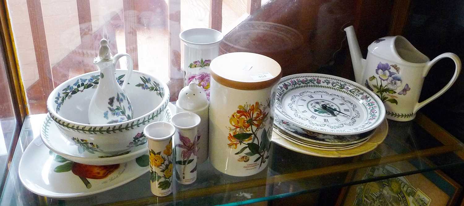 Various Portmeirion Botanic Garden tableware inc. wall clock, bowls, watering can