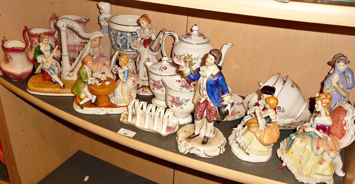 Crown Staffordshire teaset with toast rack, eight various china figurines and three late - Image 2 of 2