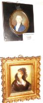 19th c. portrait miniature of a gentleman and a later portrait miniature of a lady in Spanish dress