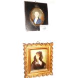 19th c. portrait miniature of a gentleman and a later portrait miniature of a lady in Spanish dress