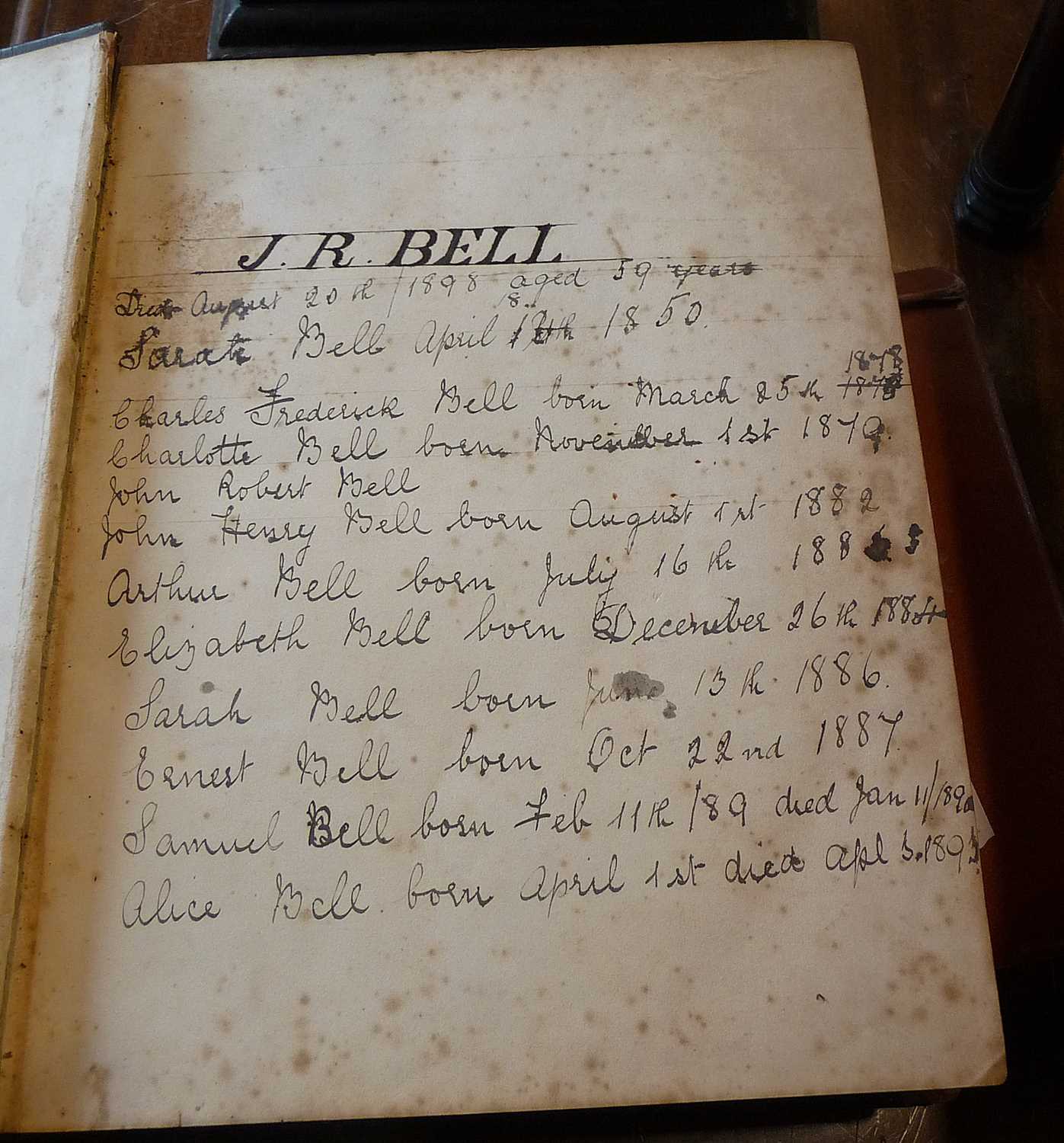 1859 Leatherbound Family Bible, Oxford University Press with annotations of the Bell Family of - Image 2 of 3