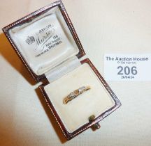 18ct gold diamond ring, central stone missing, approx UK size P and approx weight 2gms with