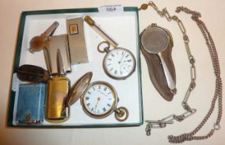 Lighters, pocket watches, lorgnettes with case, etc.