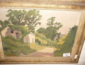 Stephen Bone (1904-1958), oil on board titled verso 'Near Osmington Village, Dorset' signed lower