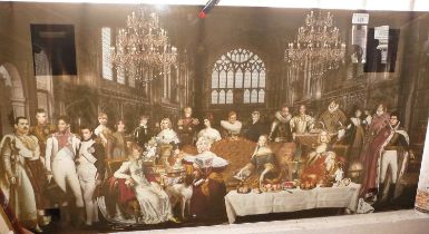 Colour photo print behind glass of Pop Stars and Celebrities in period costume