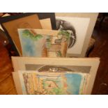 Folio of large size watercolour and acrylic sketches of French provence etc., by Gaston de BEER (