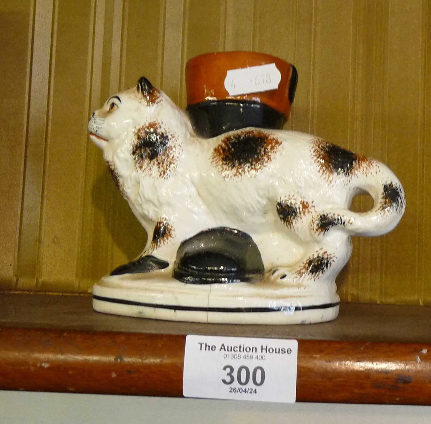 Rare Staffordshire cat and boot spill vase