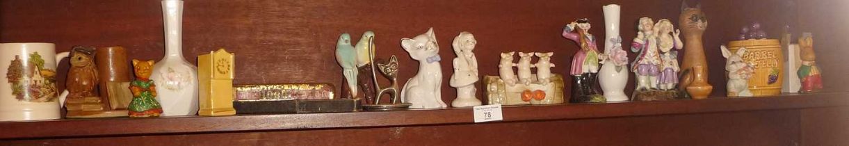 Shelf of assorted china ornaments