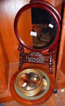 Chinese carved hardwood round table mirror and three others