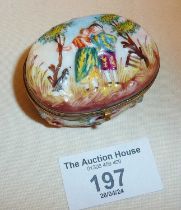 19th century Dresden porcelain patch box with handpainted figural decoration