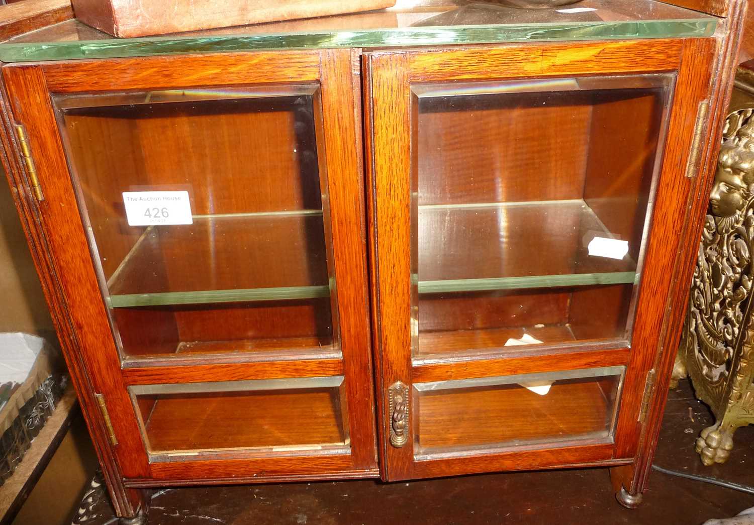 Victorian oak and glass smoker's cabinet