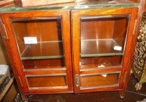 Victorian oak and glass smoker's cabinet