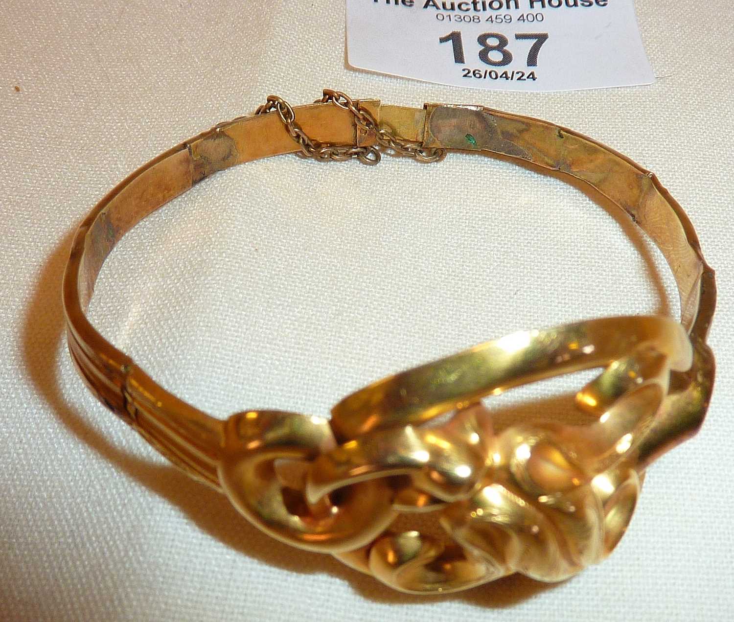 French 18ct gold Belle Epoque Art Nouveau style 19th c. bracelet, some repairs, has eagle's head - Image 2 of 4