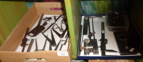 Collection of assorted engineers tools, inc. micrometer, lathe tools, callipers, dividers, etc.