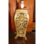 Brass openwork table lamp base in the Rococo style, approx. 40cm high