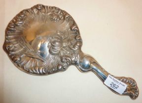 Edwardian Art Nouveau silver hand mirror with repousse water lily design. Hallmarked for