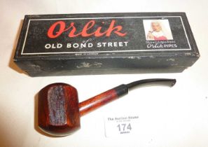 Unused vintage Orlik briar tobacco pipe in box