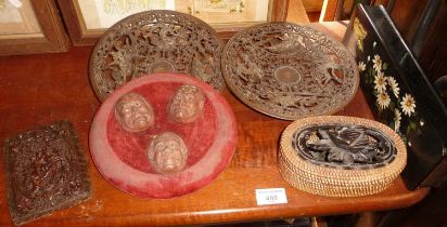 Pair of Victorian Coalbrookdale cast iron plates or shallow bowls decorated with mythological