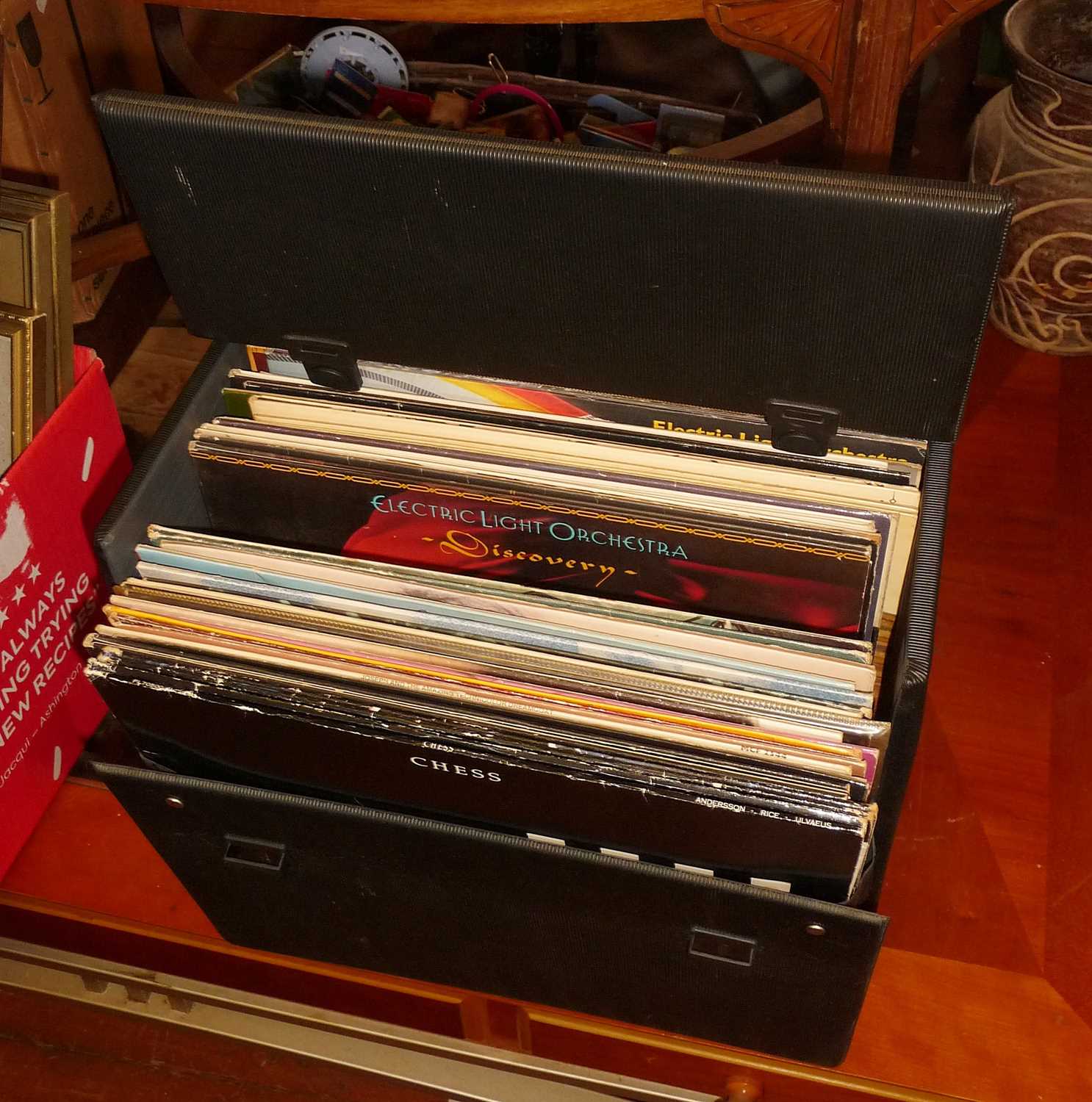 Case of vinyl LP's, inc. Queen, classical and musicals, etc.