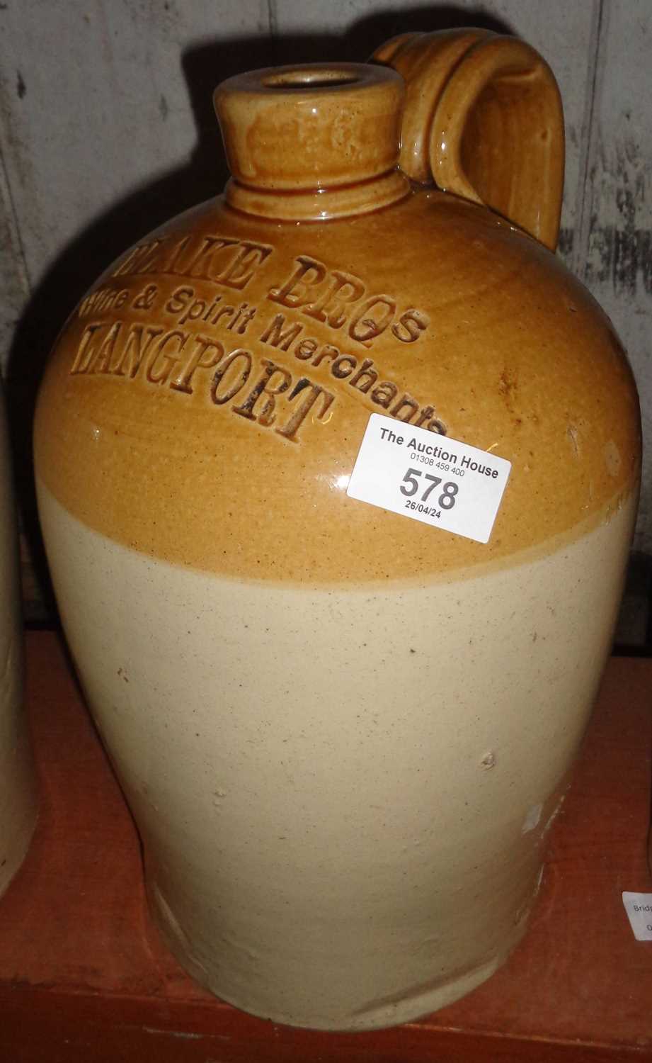 Stoneware flagon (1 gallon) for Blake Brothers of Langport