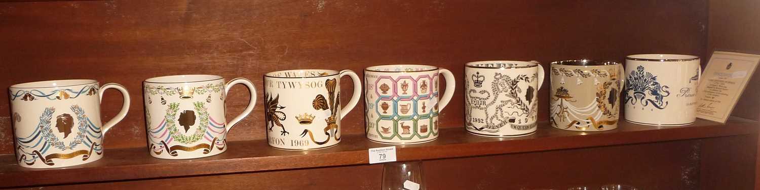 Seven various Limited Edition Wedgwood china tankards designed by Richard Guyatt