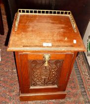 Arts & Crafts carved purdonium or coal box