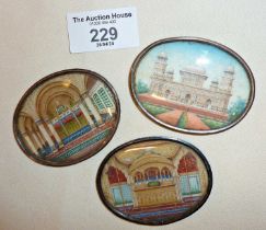 19th century finely painted Indian miniature framed plaques showing the Taj Mahal