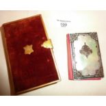 1842 gilt and velvet prayer book lined with silk, and a mother of pearl and silver visiting card
