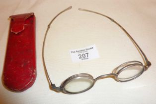 Georgian folding silver spectacles in original case by Abraham Abraham of Liverpool, hallmarked