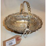 George III silver sweetmeat basket with swing handle and fine pierced and repousse decoration,